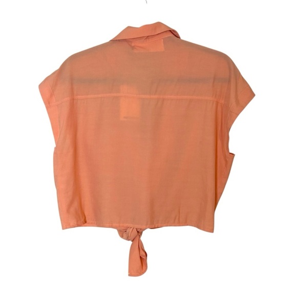 Pink Martini Kalina Top- Orange Tie Front Cropped Blouse- Size XS - Picture 6 of 11